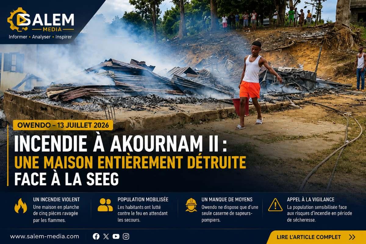 Incendie à Akournam II : une maison entièrement détruite face à la SEEG, à Owendo